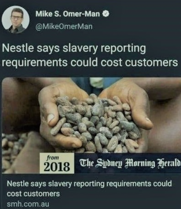 Mike S. OmerMan Nestle says slavery reporting requirements could cost customers from 2018 The Sydney Morning Herald Nestle says slavery reporting requirements could cost customers smh.com.au