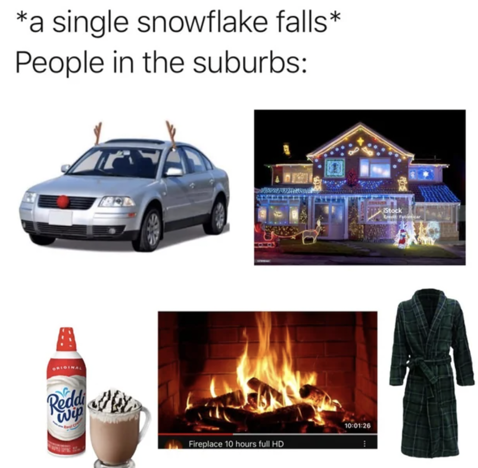 luxury vehicle - a single snowflake falls People in the suburbs Reddi Wip 9999 Fireplace 10 hours full Hd 26 1