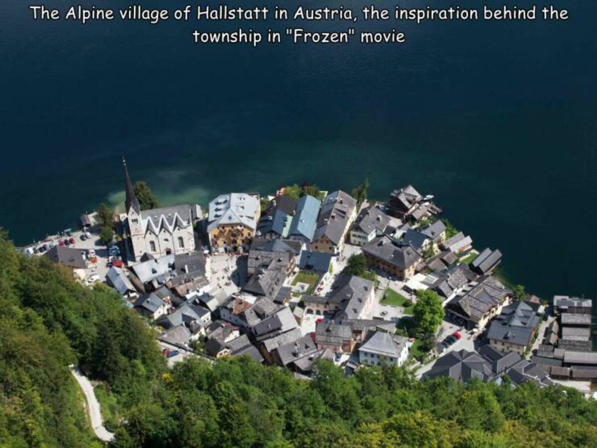 hallstatt frozen comparisson - The Alpine village of Hallstatt in Austria, the inspiration behind the township in "Frozen" movie