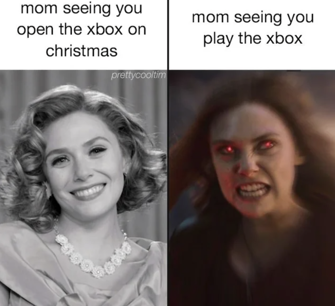 wanda vision - mom seeing you open the xbox on christmas prettycooltim mom seeing you play the xbox