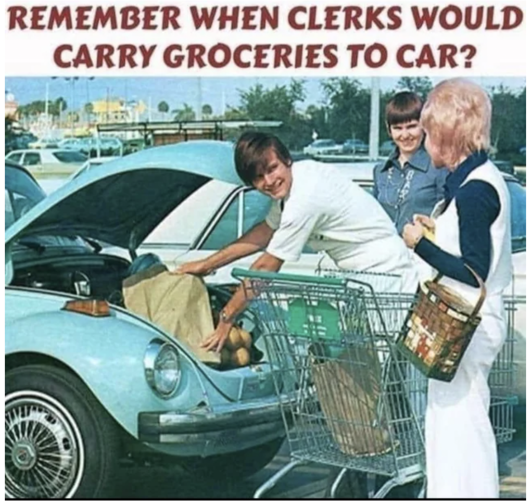 windshield - Remember When Clerks Would Carry Groceries To Car?
