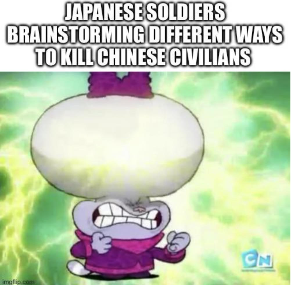 cartoon - Japanese Soldiers Brainstorming Different Ways To Kill Chinese Civilians imgflip.com Cn