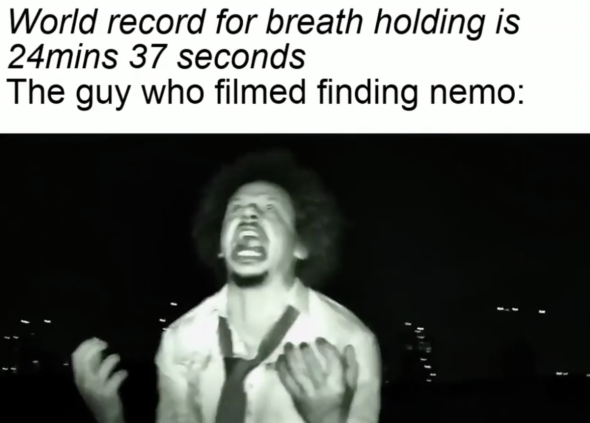 smile - World record for breath holding is 24mins 37 seconds The guy who filmed finding nemo