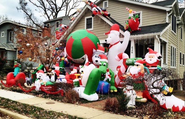 too many blow up christmas decorations - 529