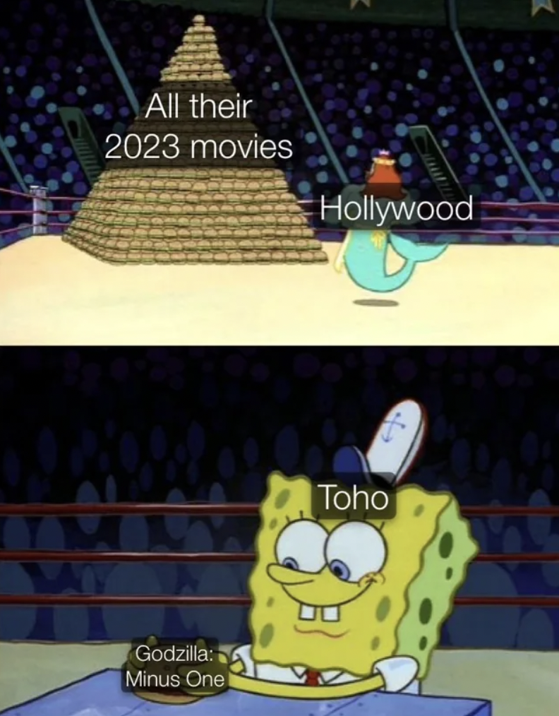 cartoon - All their 2023 movies Godzilla Minus One Hollywood Toho