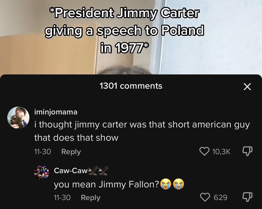 presentation - President Jimmy Carter giving a speech to Poland in 1977 1301 iminjomama i thought jimmy carter was that short american guy that does that show 1130 CawCaw you mean Jimmy Fallon? Tall 1130 X 629