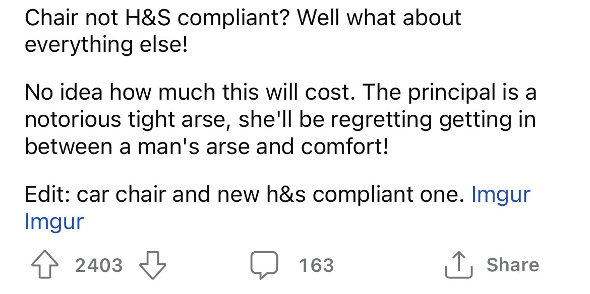 Boss Throws Out Employee's Custom Chair For Not Being 'Health and Safety Compliant,' Winds Up Having to Buy an Entire Brand New State of the Art Work Station