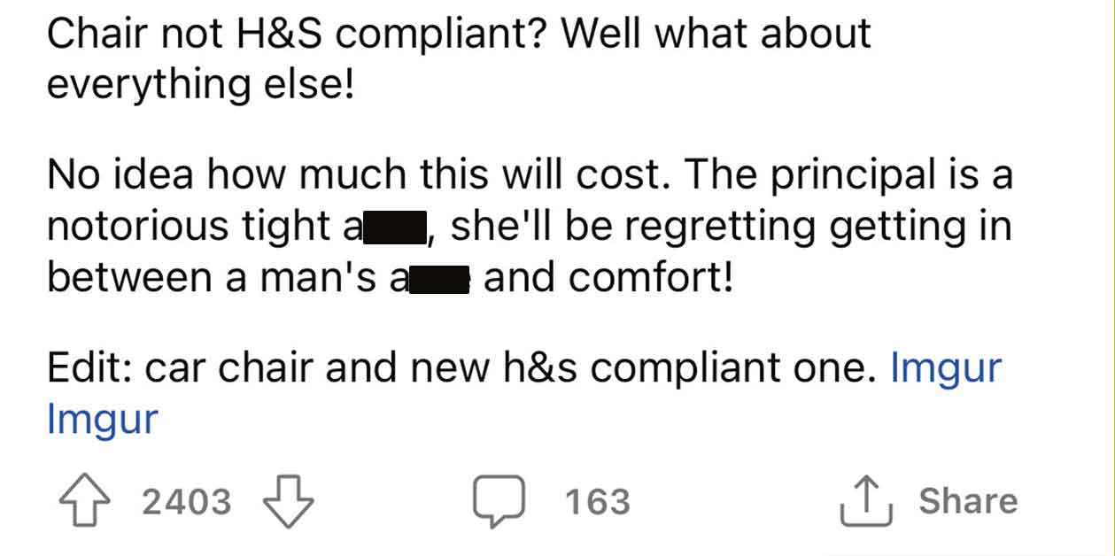 Boss Throws Out Employee's Custom Chair For Not Being 'Health and Safety Compliant,' Winds Up Having to Buy an Entire Brand New State of the Art Work Station