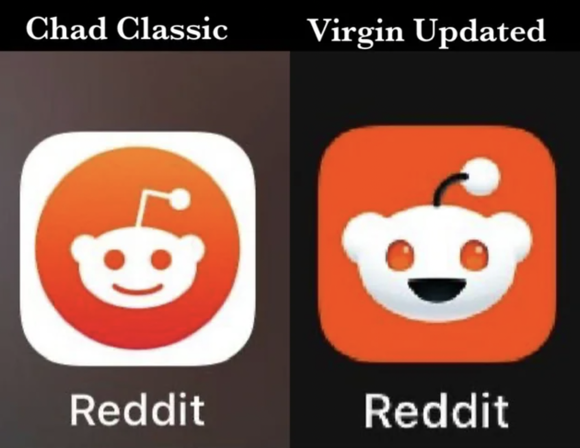 reddit discord meme - Chad Classic Reddit Virgin Updated Reddit