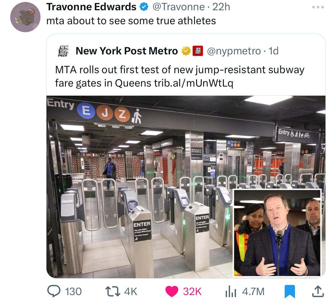 Travonne Edwards 22h mta about to see some true athletes 1d Mta rolls out first test of new jumpresistant subway fare gates in Queens trib.almUnWtLq Entry Ejza New York New York Post Metro Post 130 Enter Thp with Omny or wipe MetroCard Falleged 4K New…