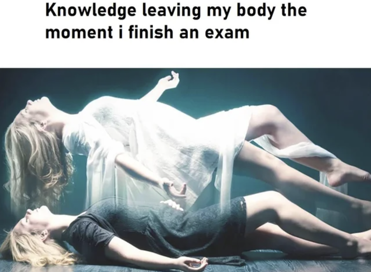 human - Knowledge leaving my body the moment i finish an exam