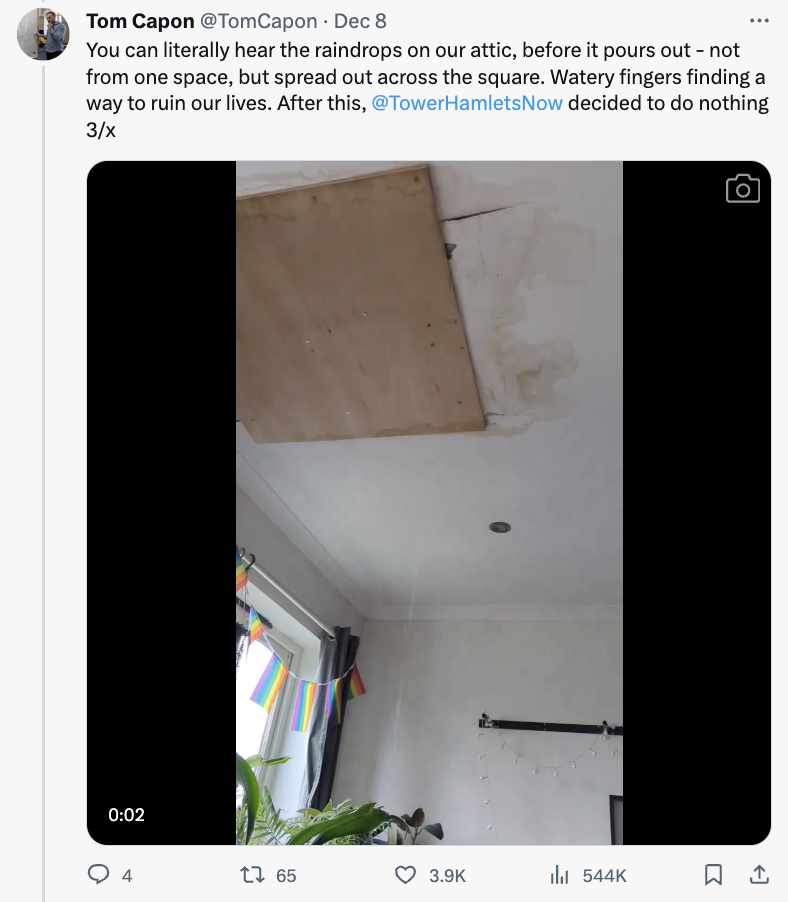 Dude Documents His Landlord's Negligence for Two Years Leading to His Ceiling Caving In