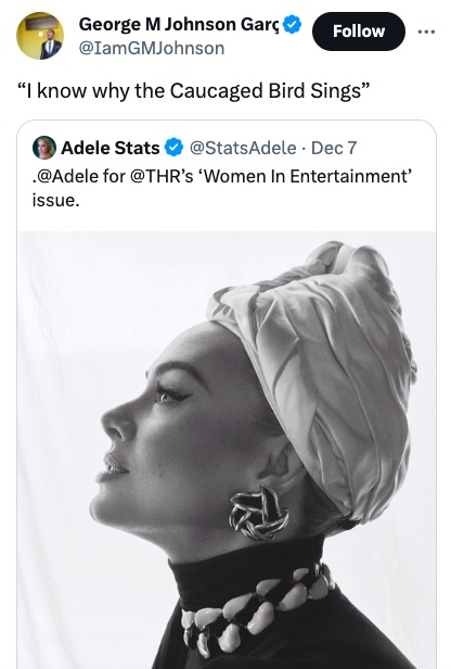 'Madele CJ Walker, Maya Adelou, Adele Badu': Photo of Adele in a Head Wrap Gets Meme’d 