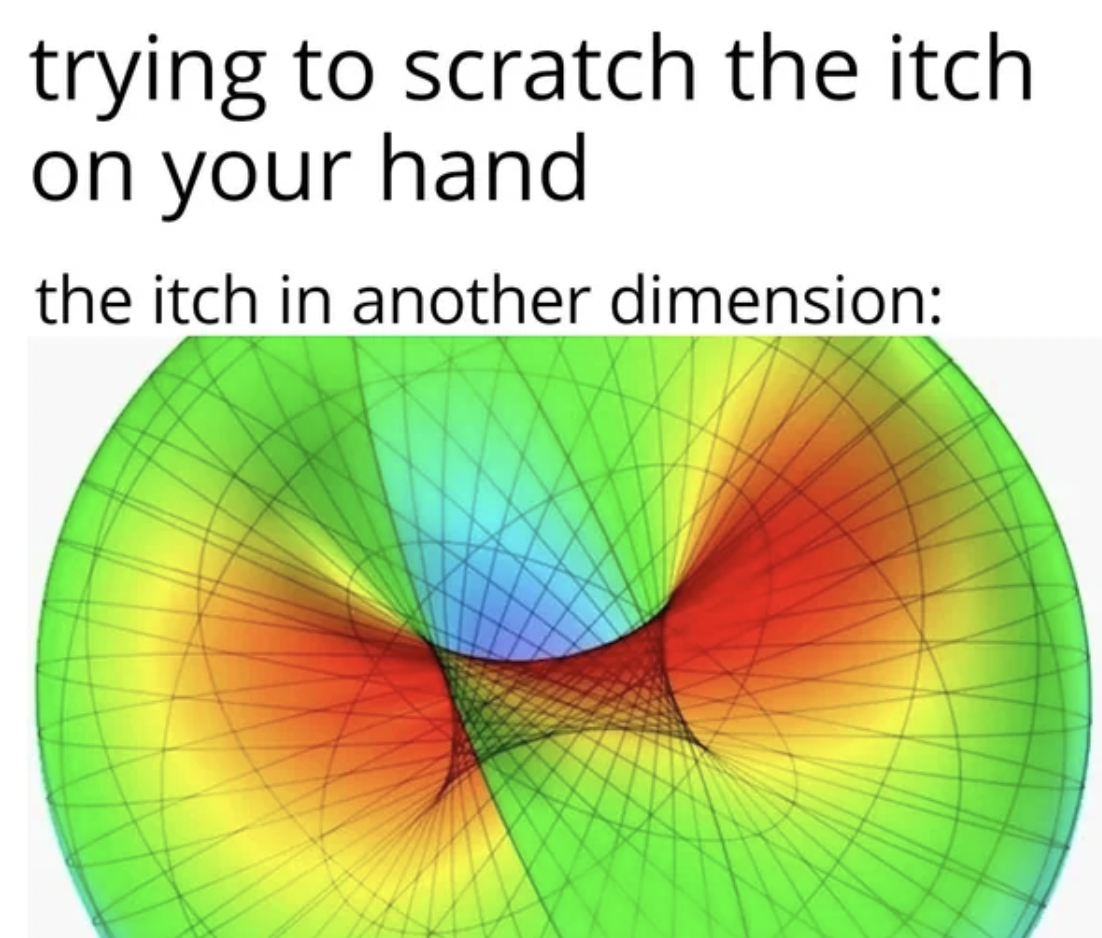 circle - trying to scratch the itch on your hand the itch in another dimension