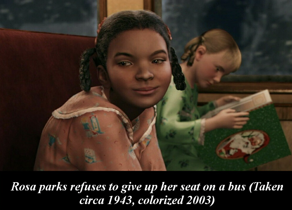 photo caption - Rosa parks refuses to give up her seat on a bus Taken circa 1943, colorized 2003