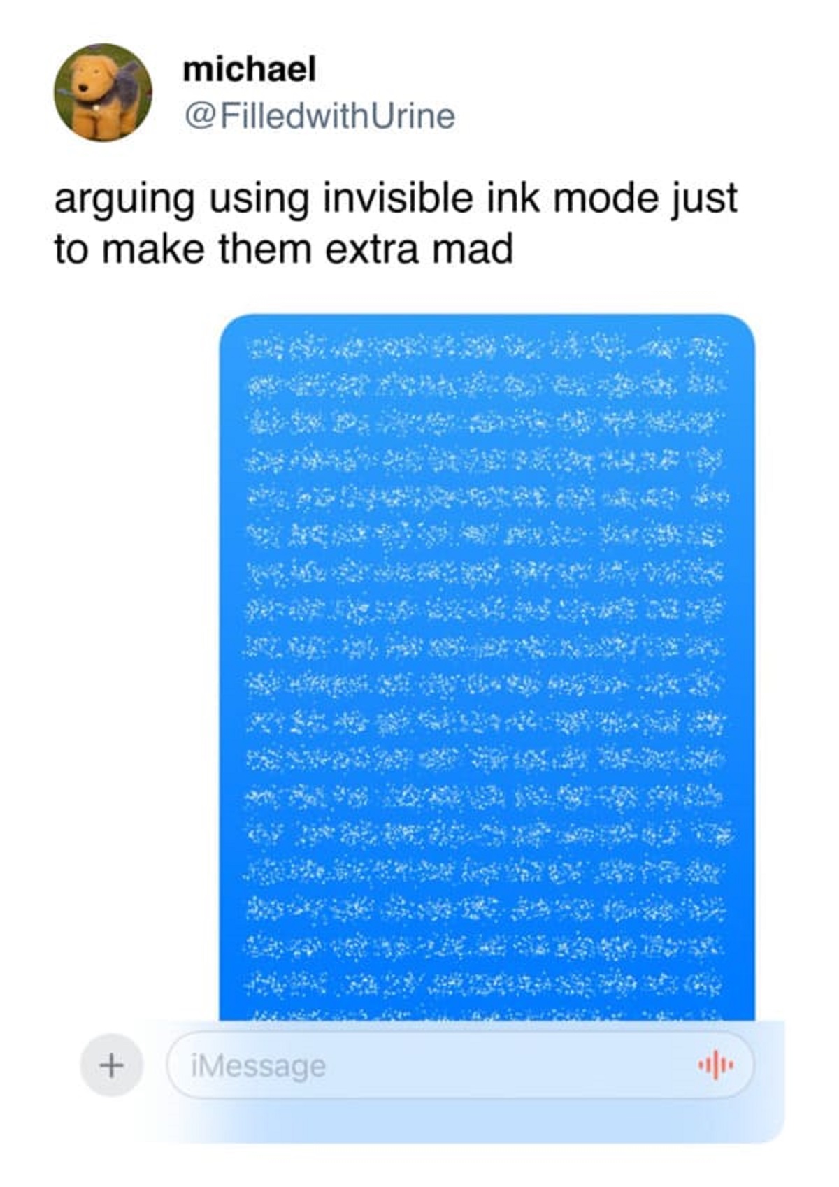 media - michael arguing using invisible ink mode just to make them extra mad iMessage ang