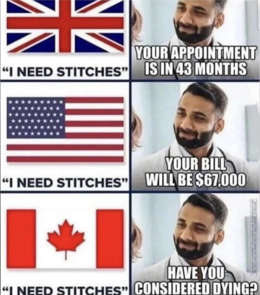 canadian coast guard - Your Appointment "I Need Stitches" Is In 43 Months Your Bill "I Need Stitches" Will Be $67,000 Have You "I Need Stitches" Considered Dying?
