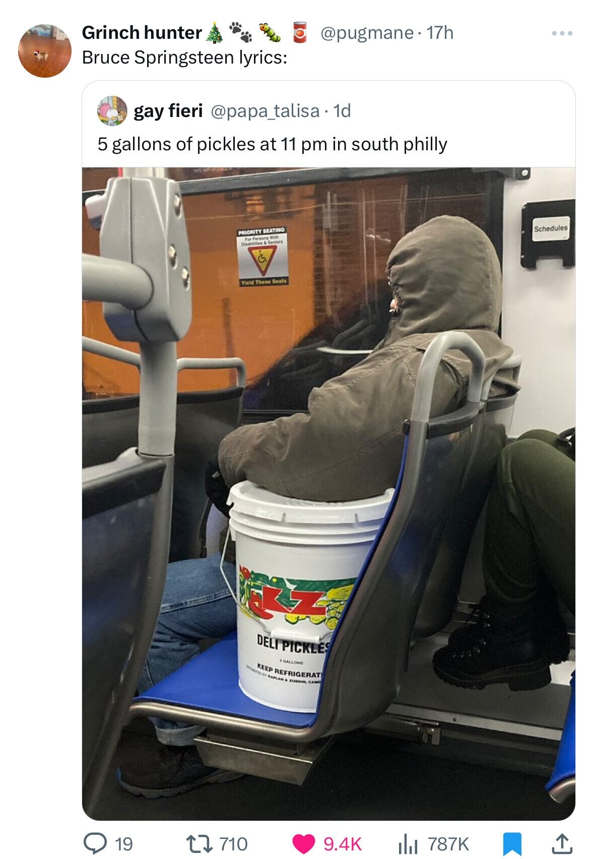 car - Grinch hunter Bruce Springsteen lyrics gay fieri 1d 5 gallons of pickles at 11 pm in south philly 19 Priority Seating For Persons With Disabilities & Seniors Yield These Seats . 17h 710 . Deli Pickles Gallons Keep Refrigerat Kaplar & Zubrin, Came il