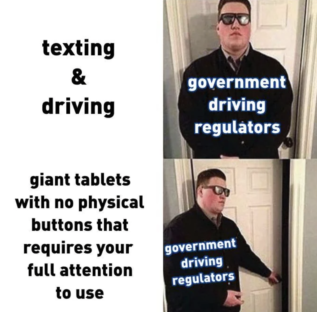 t shirt - texting & driving giant tablets with no physical buttons that requires your full attention to use government driving regulators government driving regulators