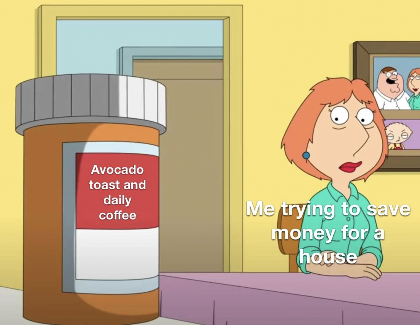 risky joke meme - Avocado toast and daily coffee Me trying to save money for a house