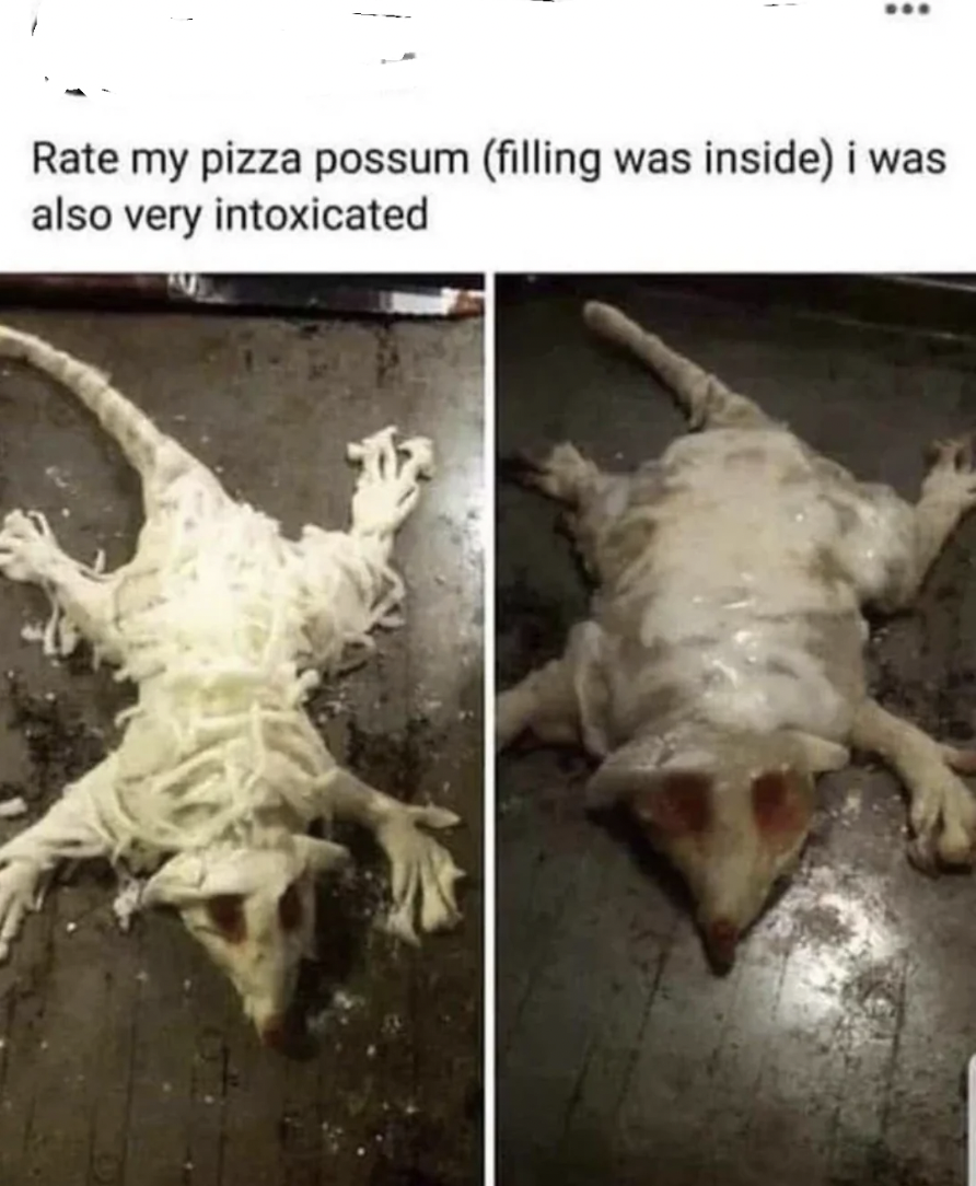 fauna - ... Rate my pizza possum filling was inside i was also very intoxicated