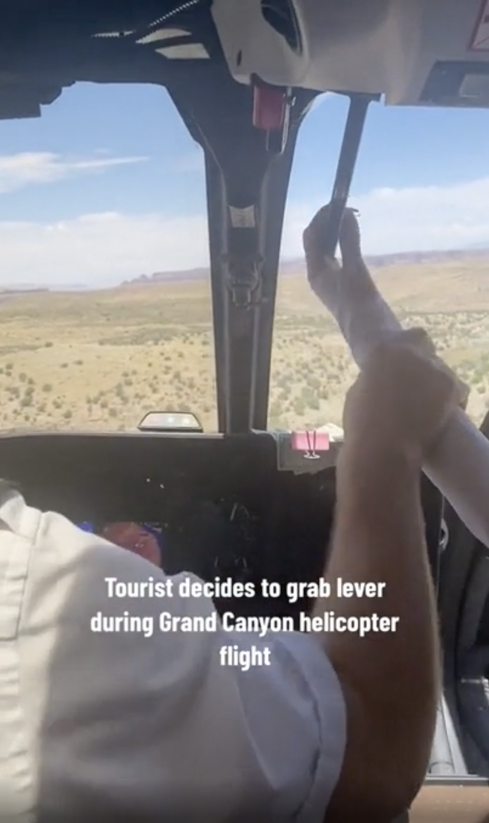 aviation - Tourist decides to grab lever during Grand Canyon helicopter flight