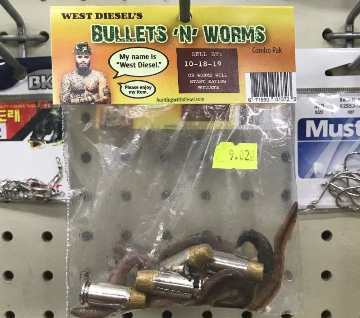 01 Bk West Diesel'S Bullets 'N Worms My name is "West Diesel." Please enjoy my item. Sell By 101819 Or Works Will Start Eating Bullets huntingwithdiesel.com Combo Pak 671860 01372 3 9.02 92553 Rop Must Size