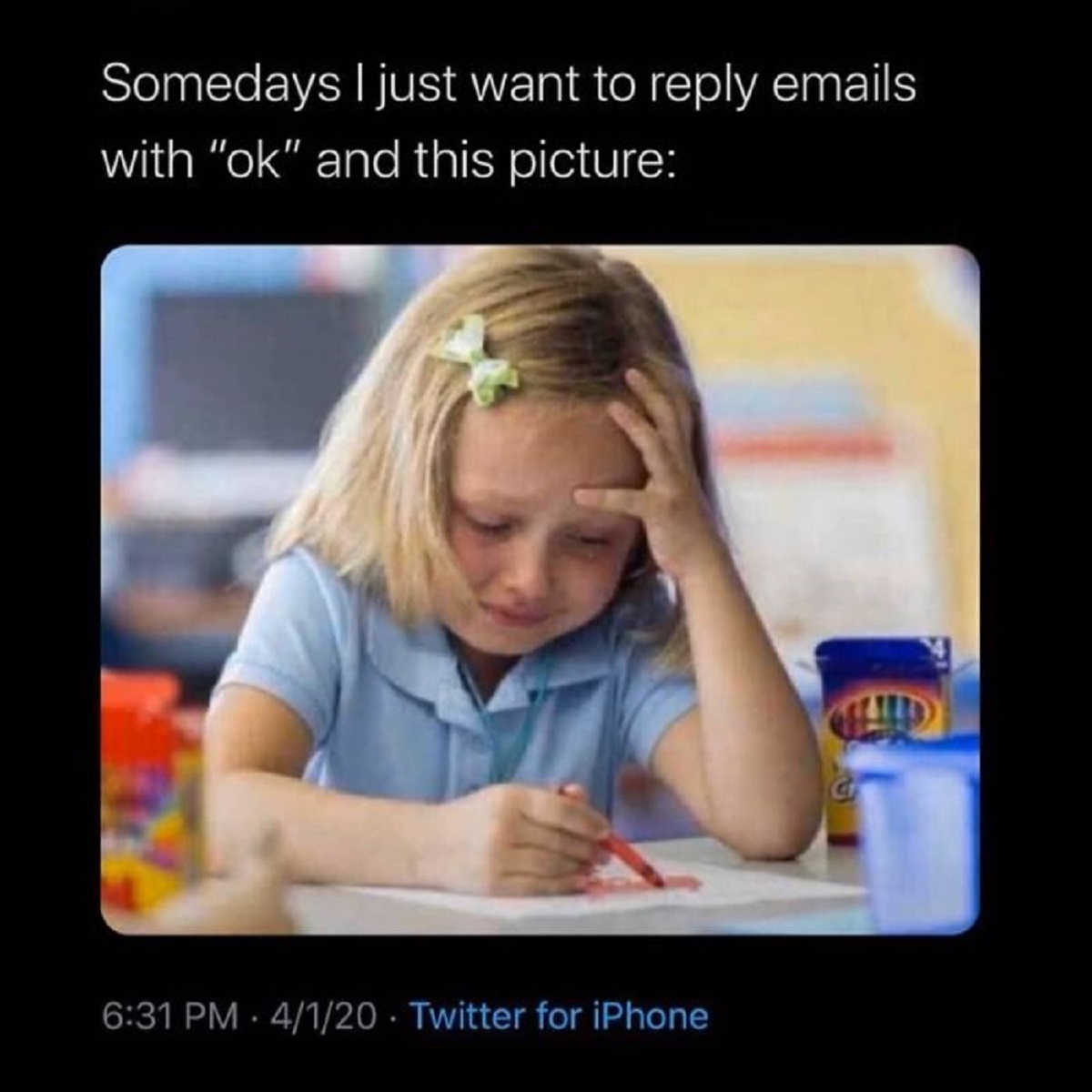 learning - Somedays I just want to emails with "ok" and this picture 4120 Twitter for iPhone