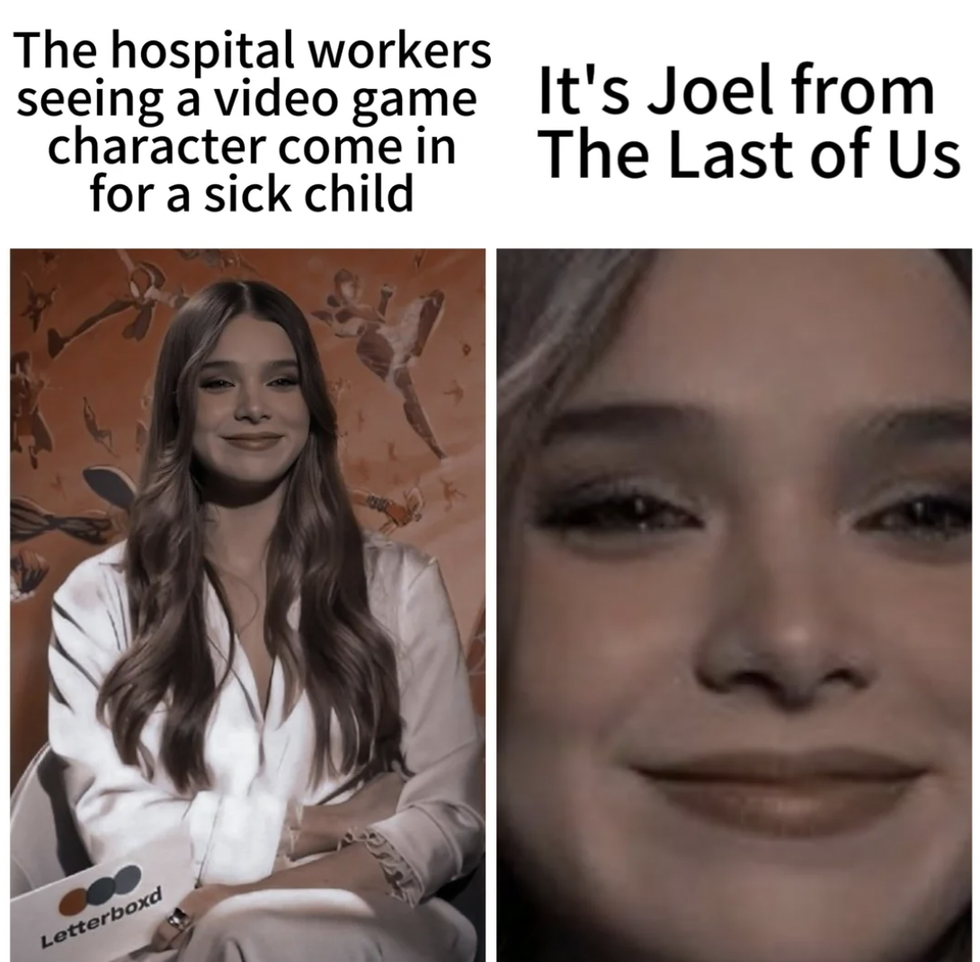 photo caption - The hospital workers seeing a video game character come in for a sick child Letterboxd 2141 It's Joel from The Last of Us