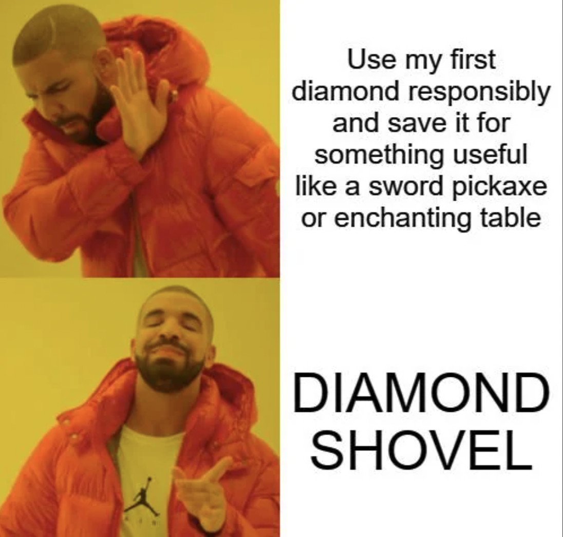 chu amiens - Use my first diamond responsibly and save it for something useful a sword pickaxe or enchanting table Diamond Shovel