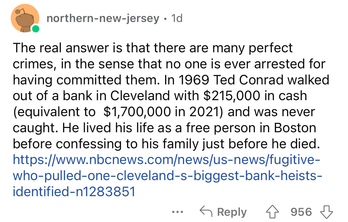 5 star review for real estate agent examples - northernnewjersey 1d The real answer is that there are many perfect crimes, in the sense that no one is ever arrested for having committed them. In 1969 Ted Conrad walked out of a bank in Cleveland with $215,