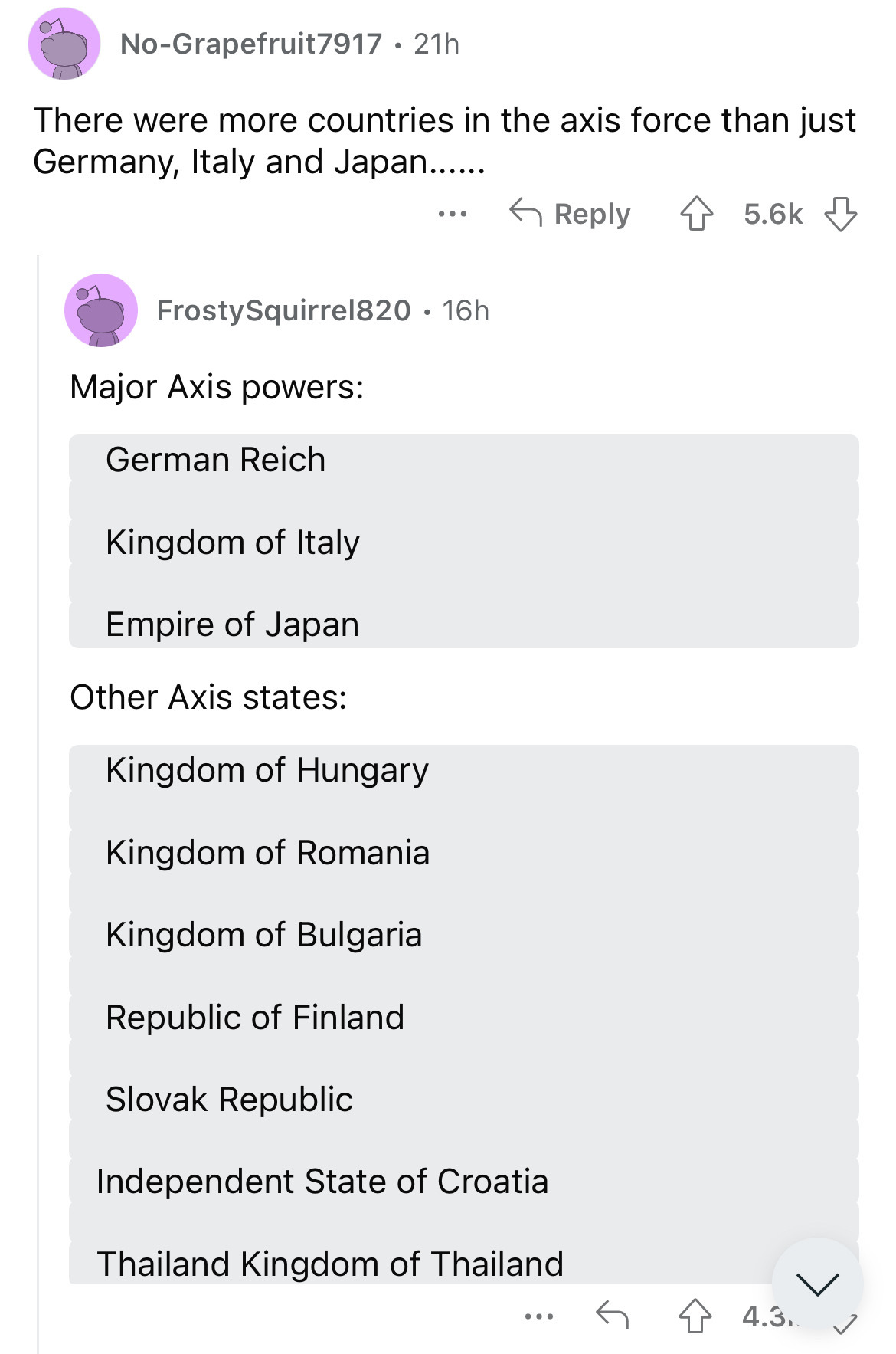 document - NoGrapefruit7917. 21h There were more countries in the axis force than just Germany, Italy and Japan...... Frosty Squirrel820. 16h Major Axis powers German Reich Kingdom of Italy Empire of Japan Other Axis states ... Kingdom of Hungary Kingdom 