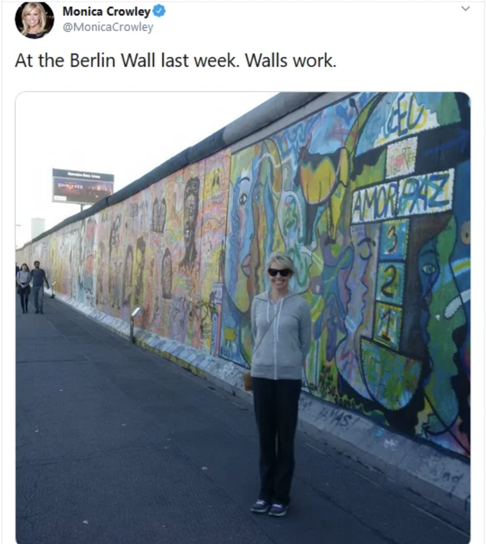 east side gallery - Monica Crowley At the Berlin Wall last week. Walls work. Amorizz >