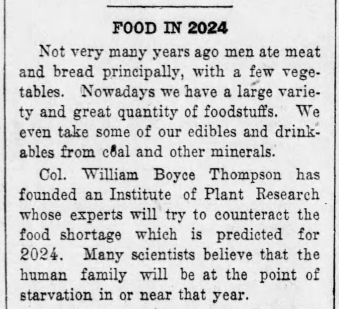handwriting - Food In 2024 Not very many years ago men ate meat and bread principally, with a few vege tables. Nowadays we have a large varie ty and great quantity of foodstuffs. We even take some of our edibles and drink ables from coal and other mineral