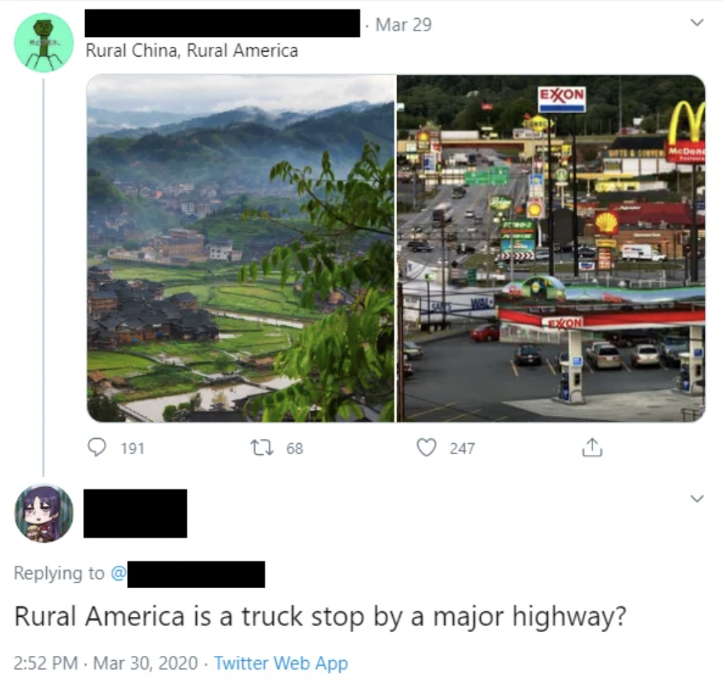 breezewood pennsylvania meme street - Rural China, Rural America 191 17 68 Mar 29 247 Exxon @ Rural America is a truck stop by a major highway? Twitter Web App M