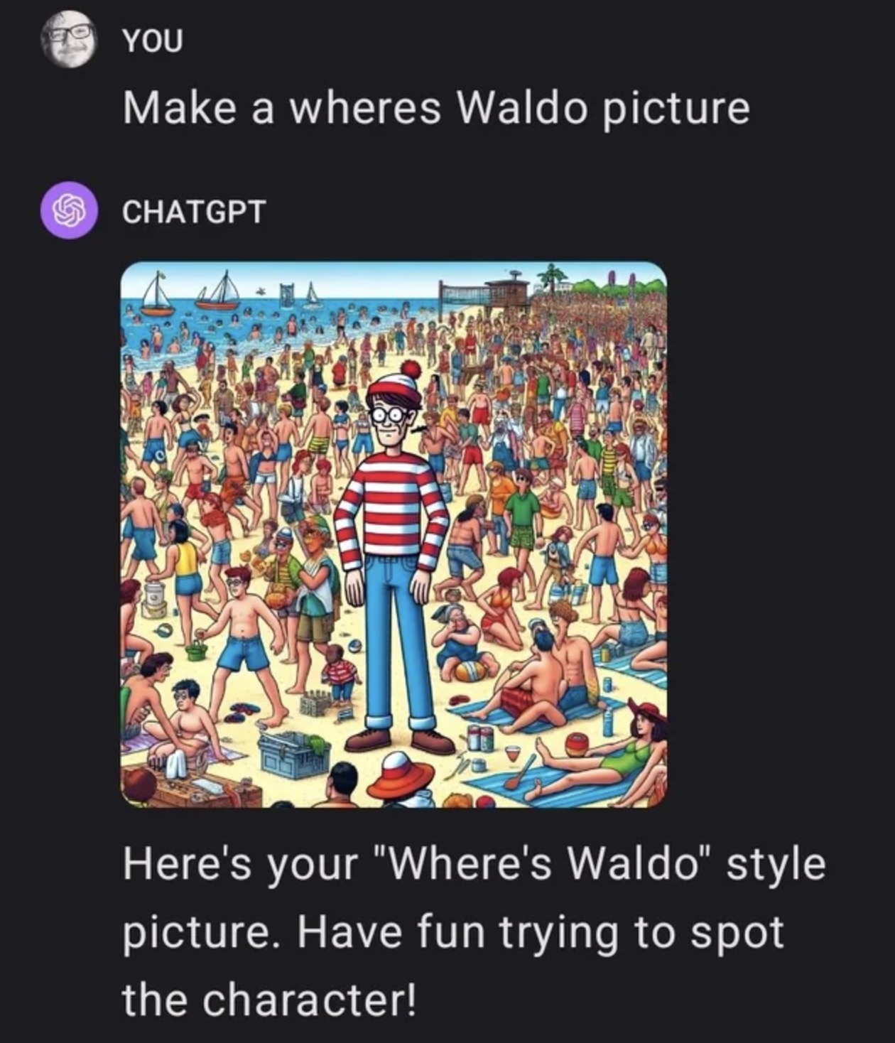 First, the A.I. makes Waldo much too large. Upon revision, Waldo is again far too big, only this time, he’s got Handsome Squidward’s jawline for some reason. Again the Redditor tries, and again the A.I. fails.