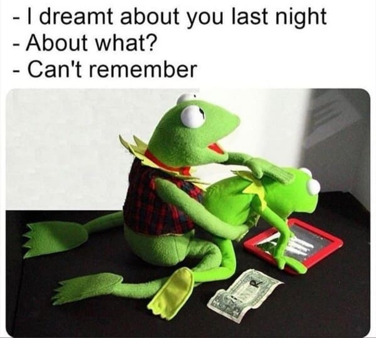 spicy memes -  tree frog - I dreamt about you last night About what? Can't remember