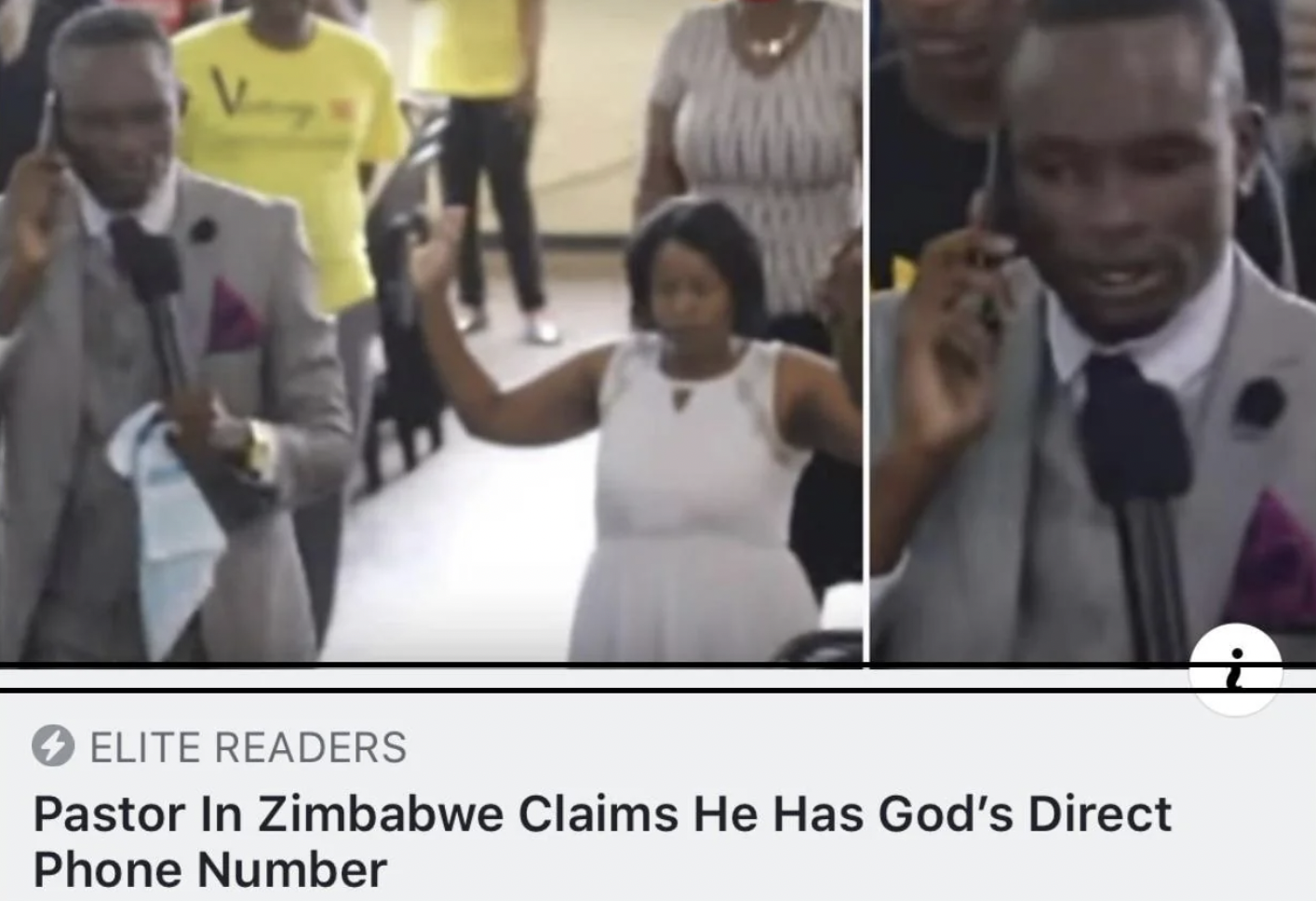 photo caption - Elite Readers Pastor In Zimbabwe Claims He Has God's Direct Phone Number