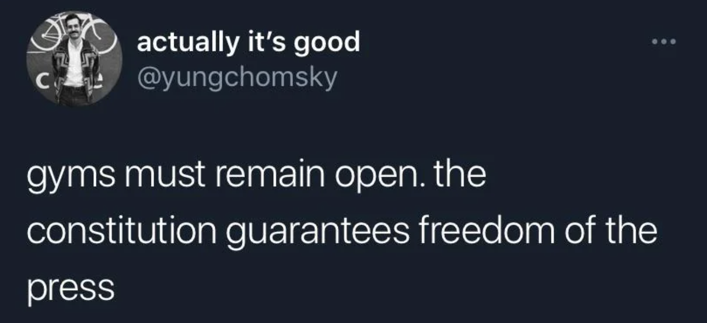 ollie robinson tweets - actually it's good c 724 17 ... gyms must remain open. the constitution guarantees freedom of the press