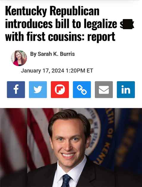 photo caption - Kentucky Republican introduces bill to legalize with first cousins report By Sarah K. Burris f Pm Et G Th Of Kent in