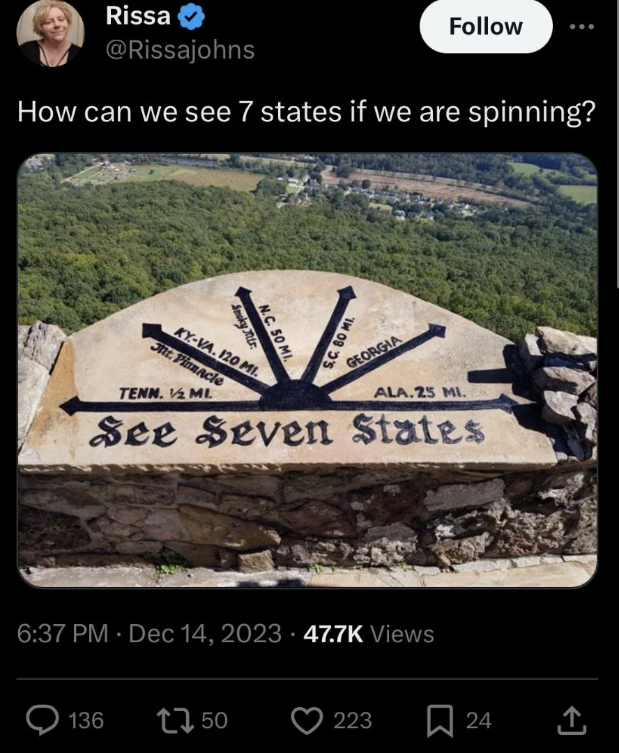 rock city gardens - Rissa How can we see 7 states if we are spinning? KyVa. 120 Mi Sht. Planacle Tenn. V Ml Twos Georgia 136 150 Ala.25 Mi. See Seven States Views 223 24