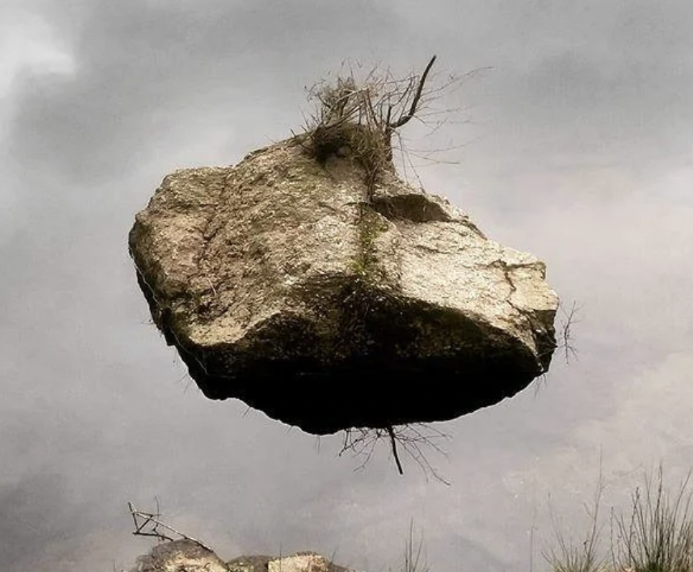rock floating optical illusion