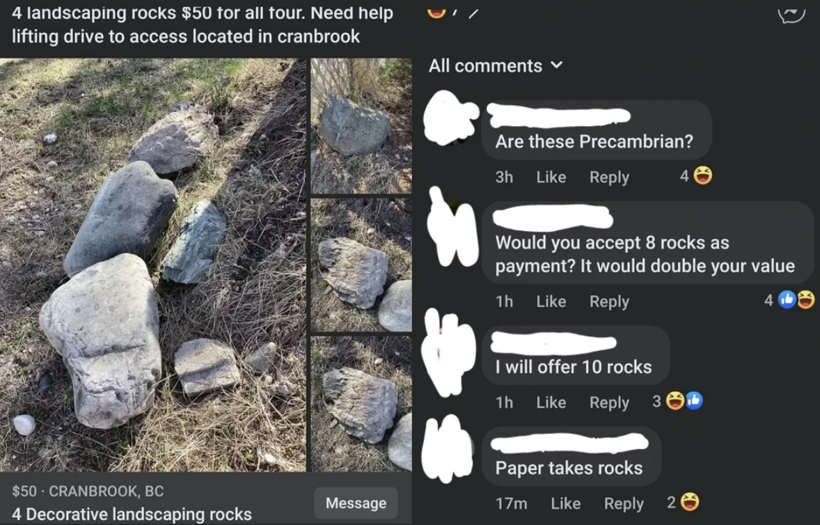 water resources - 4 landscaping rocks $50 for all tour. Need help lifting drive to access located in cranbrook $50Cranbrook, Bc 4 Decorative landscaping rocks Message All Are these Precambrian? 3h Would you accept 8 rocks as payment? It would double your 