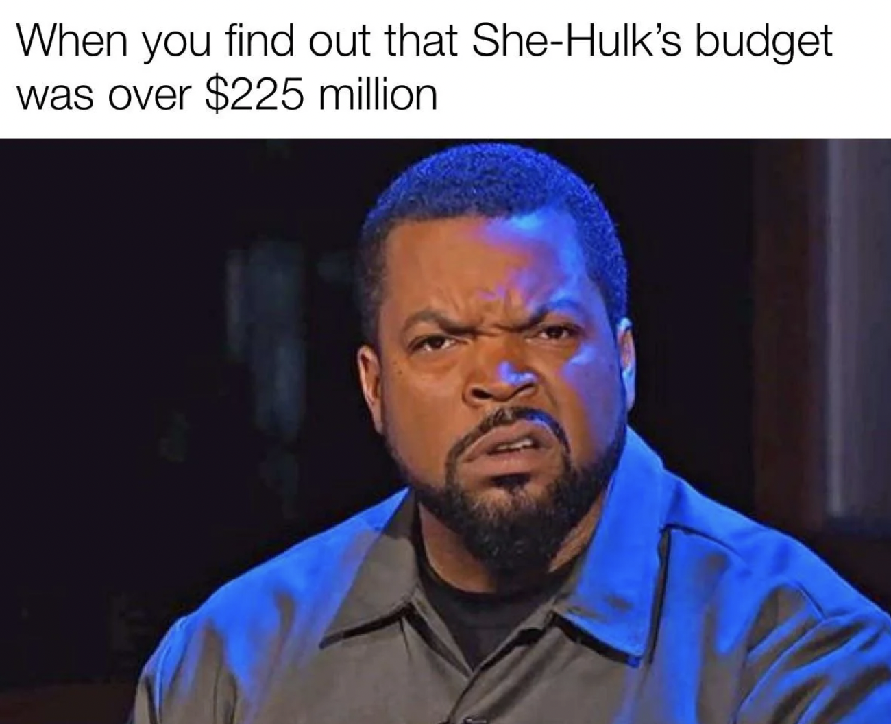 photo caption - When you find out that SheHulk's budget was over $225 million