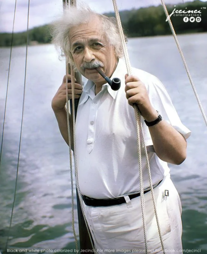 saranac lake einstein - colorizations 000 Black and white photo colorized by Jecinct, For more images please watobook.comlecinci