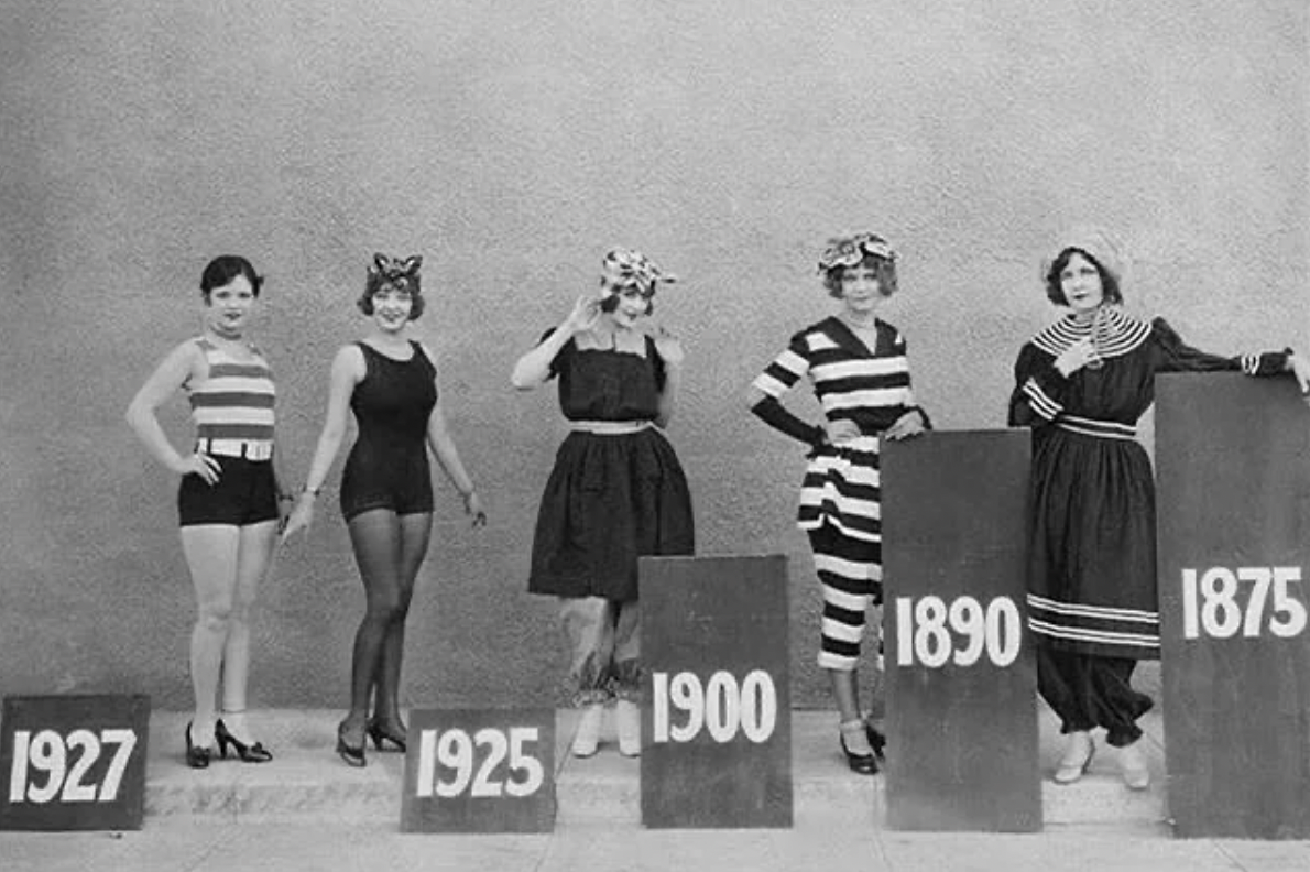 evolution of swimsuits - 1927 ", 1925 1900 0681 1875