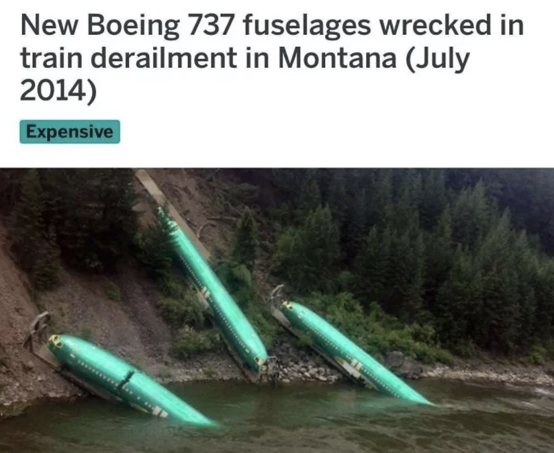 737 train derailment - New Boeing 737 fuselages wrecked in train derailment in Montana Expensive