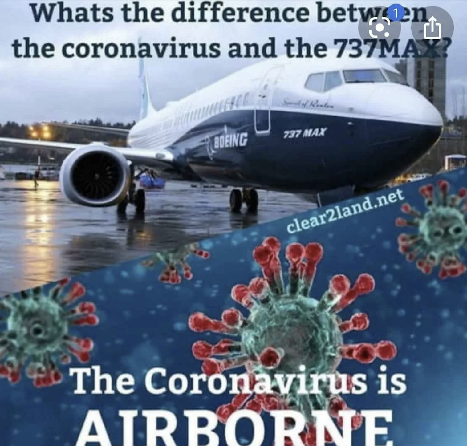 boeing 7373 - Whats the difference betwen Th the coronavirus and the 737MAX? Boeing 737 Max clear2land.net The Coronavirus is Airborne
