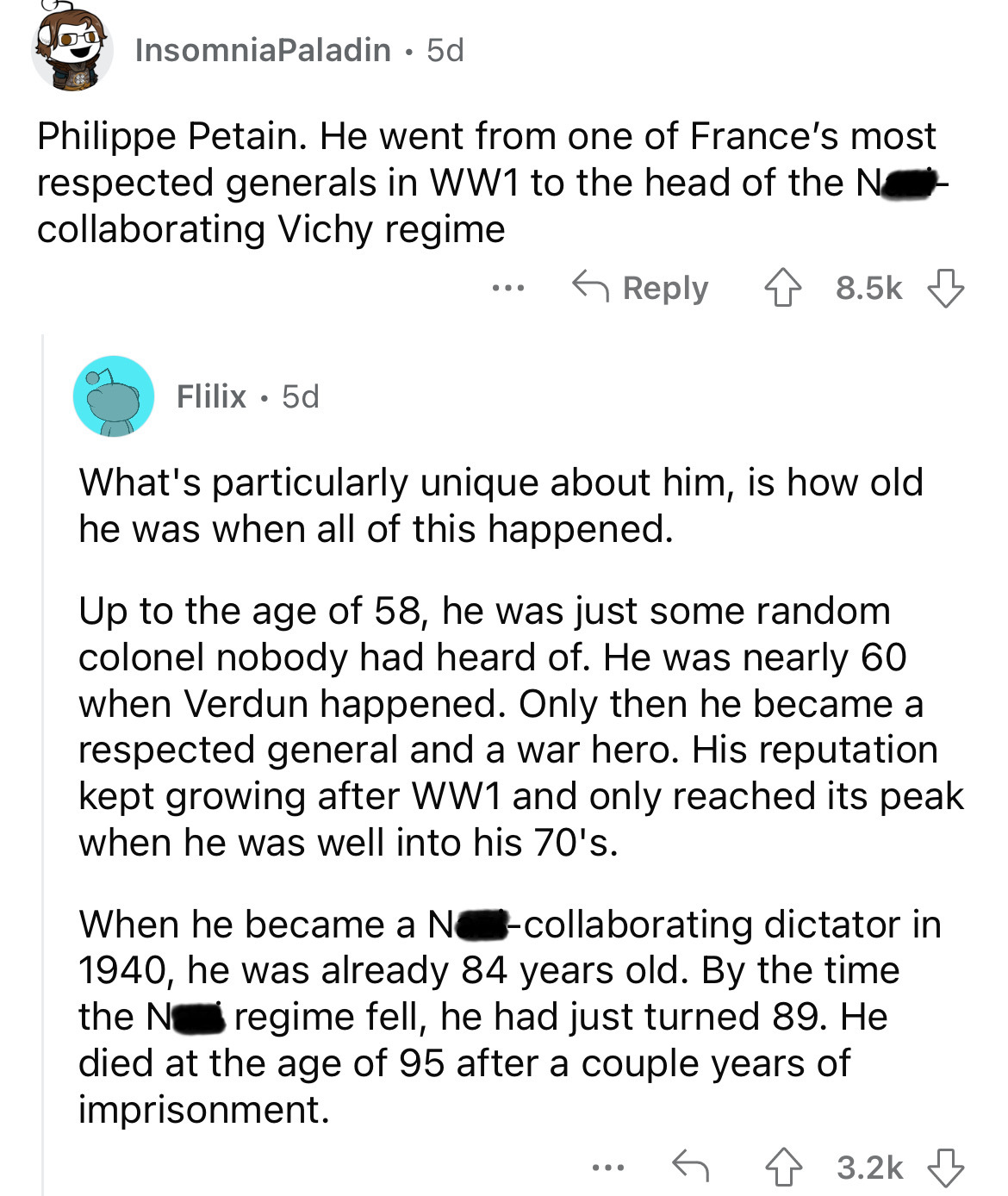 document - InsomniaPaladin 5d Philippe Petain. He went from one of France's most respected generals in WW1 to the head of the N collaborating Vichy regime Flilix. 5d ... What's particularly unique about him, is how old he was when all of this happened. Up