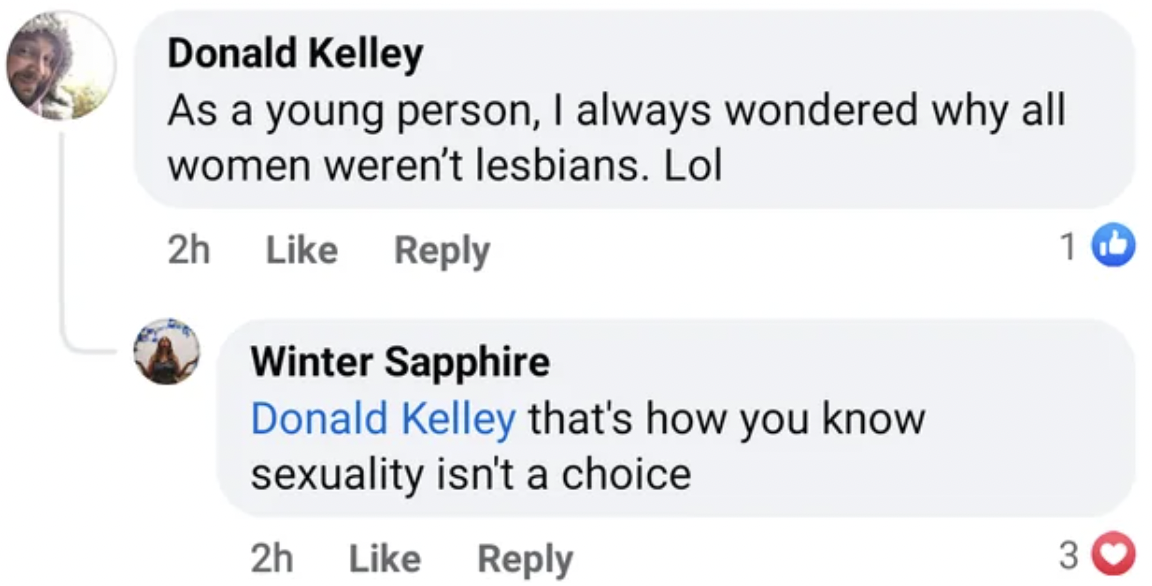 paper - Donald Kelley As a young person, I always wondered why all women weren't lesbians. Lol 2h Winter Sapphire Donald Kelley that's how you know sexuality isn't a choice 2h 16 3